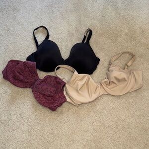 3-Elegant Women's Intimates Set - Black, Burgundy, and Beige